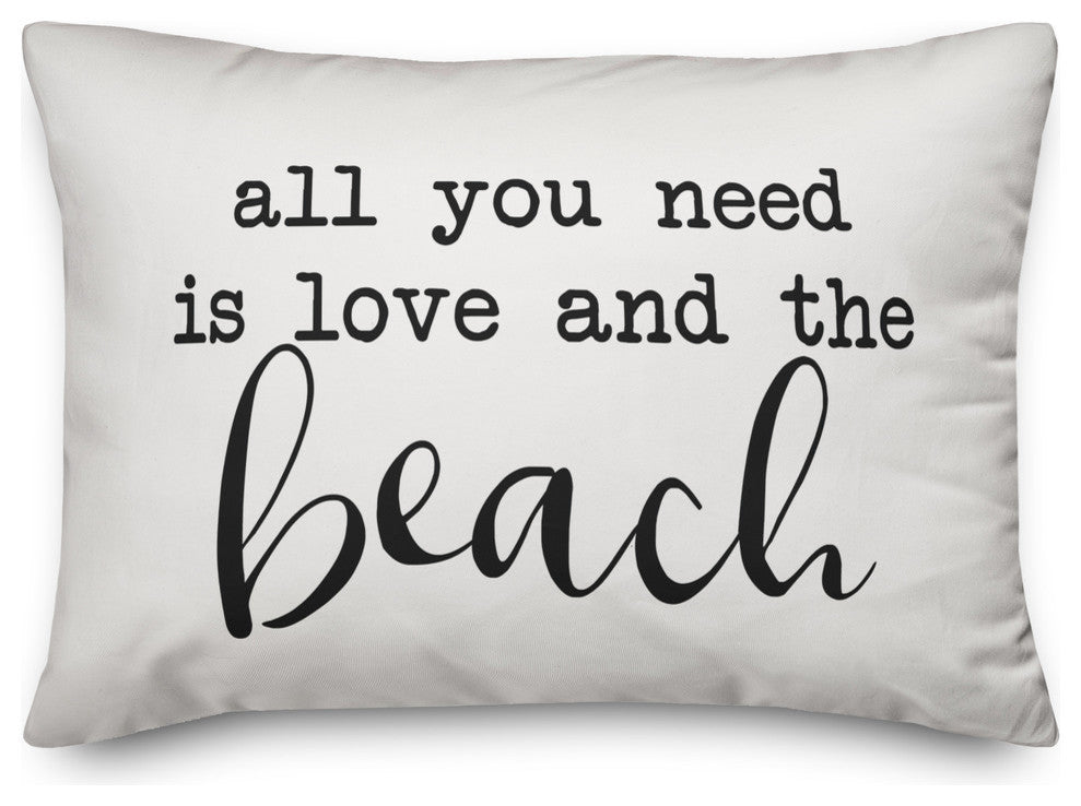 All You Need Is Love And A Beach Script Outdoor Lumbar Pillow