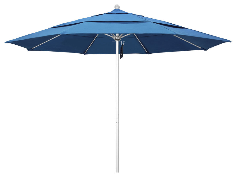 11' Fiberglass Umbrella Silver Anodized, Capri, 11'