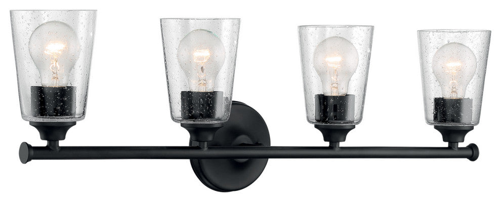 Bransel Four Light Vanity, Matte Black