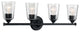 Bransel Four Light Vanity, Matte Black