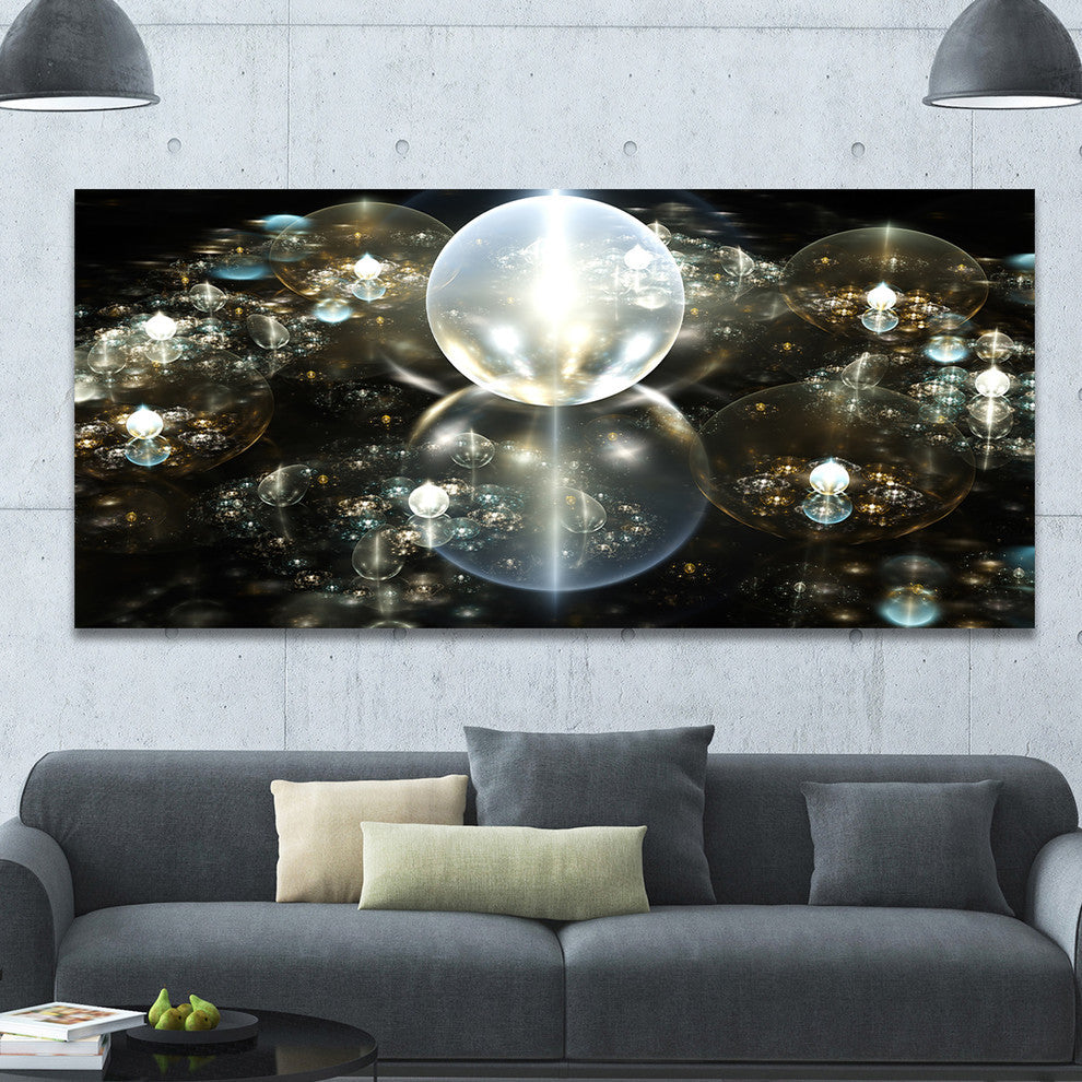 Golden Water Drops on Mirror, Oversized Abstract Canvas Art Print, 60x28