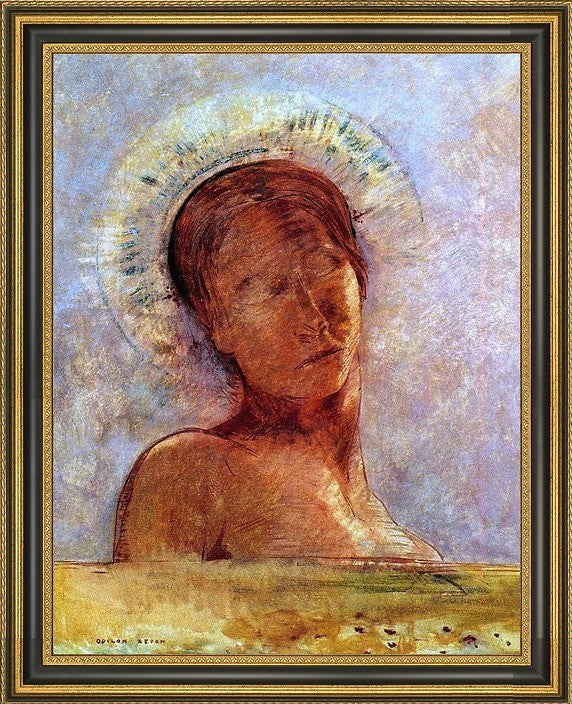 Odilon Redon Closed Eyes - 18" x 24" Framed Premium Canvas Print