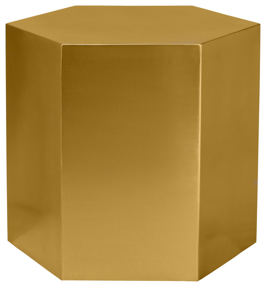Hexagon Durable Iron End Table, Brushed Gold