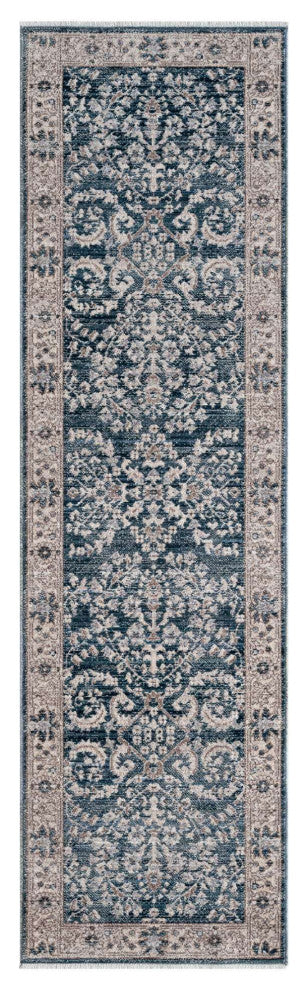 Heirloom Antique Floral Area Rug, Navy, 2'2"x7'6"