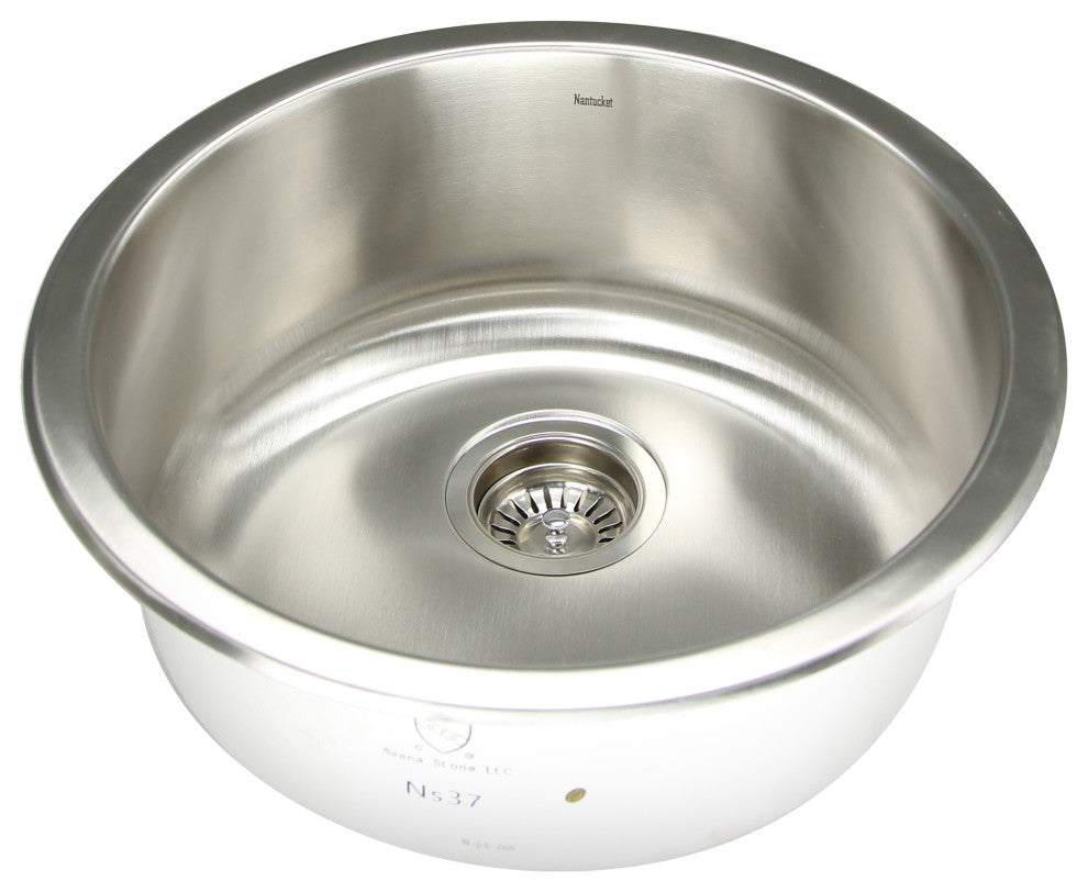 Nantucket Sinks Round Undermount Stainless Steel Bar and Prep Sink, 18 Gauge