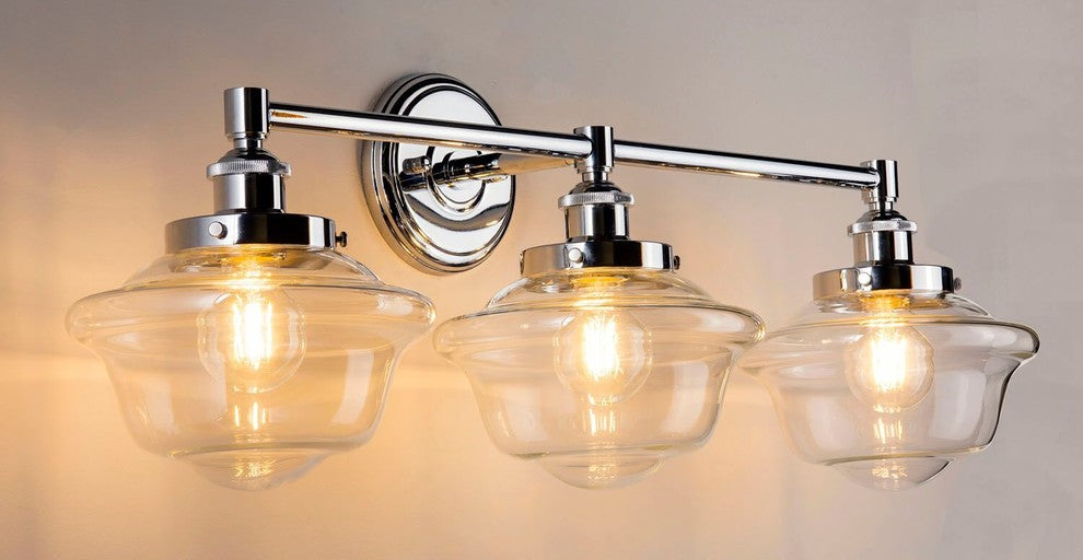 Lavagna 3 Light Schoolhouse Wall Sconce, Polished Chrome, Led Bulb