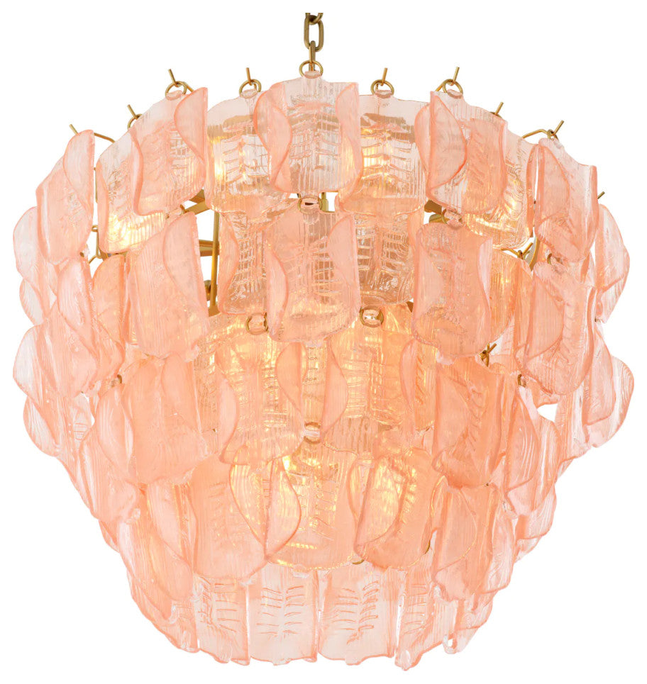 Tiered Handmade Glass Chandelier, Eichholtz Solange, Pink