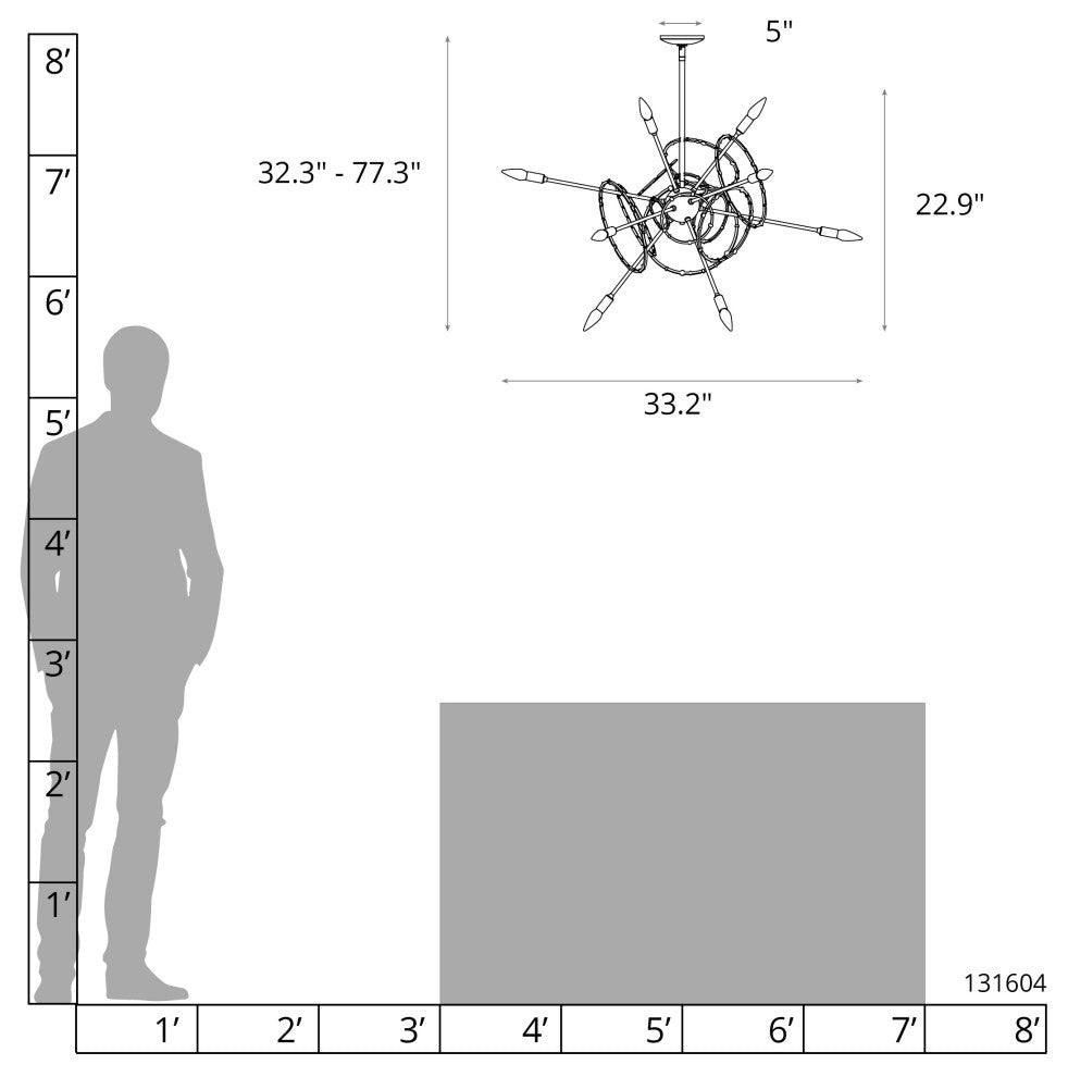Olympus 12-Light Starburst Pendant, Soft Gold Finish, Standard Overall Height