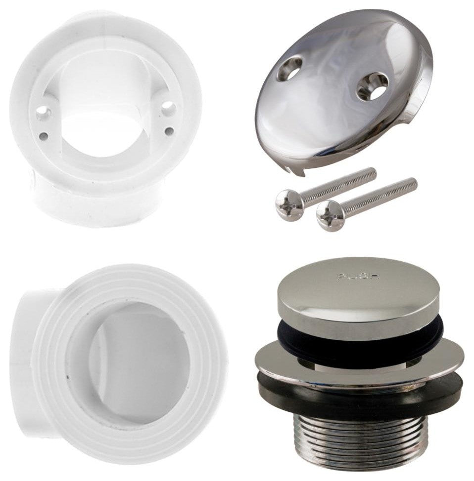 Tip Toe Sch. 40 PVC Plumber'S Pack With Two-Hole Elbow In Polished Nickel