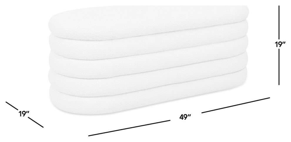 Fuji 49" Upholstered Oval Storage Bench, Olive Green