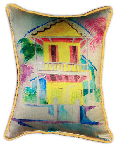Pair of Betsy Drake W. Palm Hut Yellow Large Pillows 16 Inch x 20 Inch