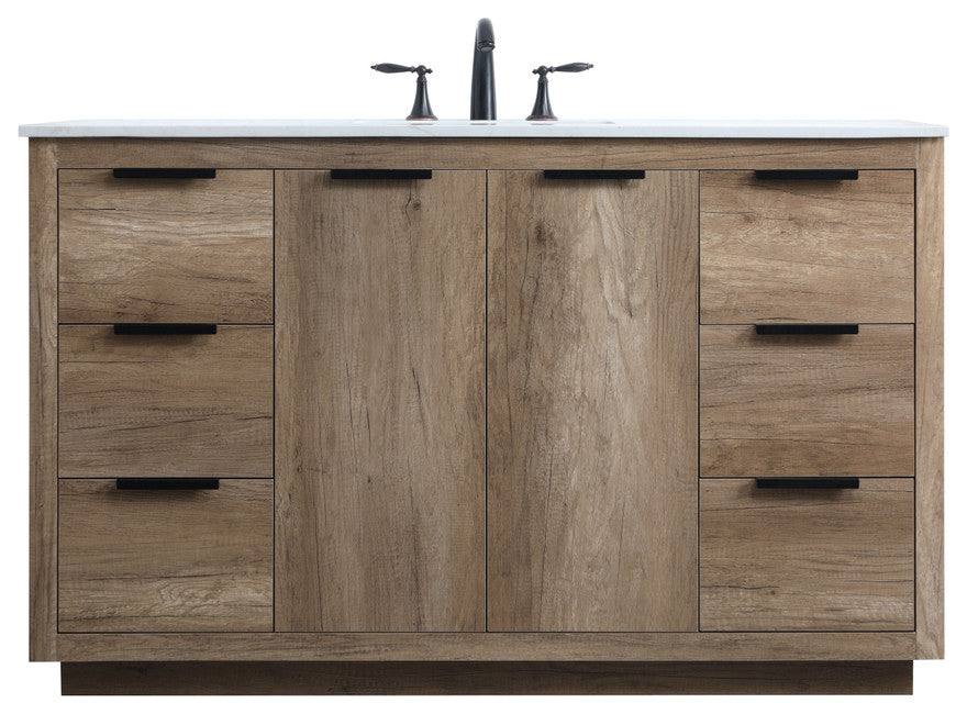 Bethany Single Bathroom Vanity, Natural Oak, 54"