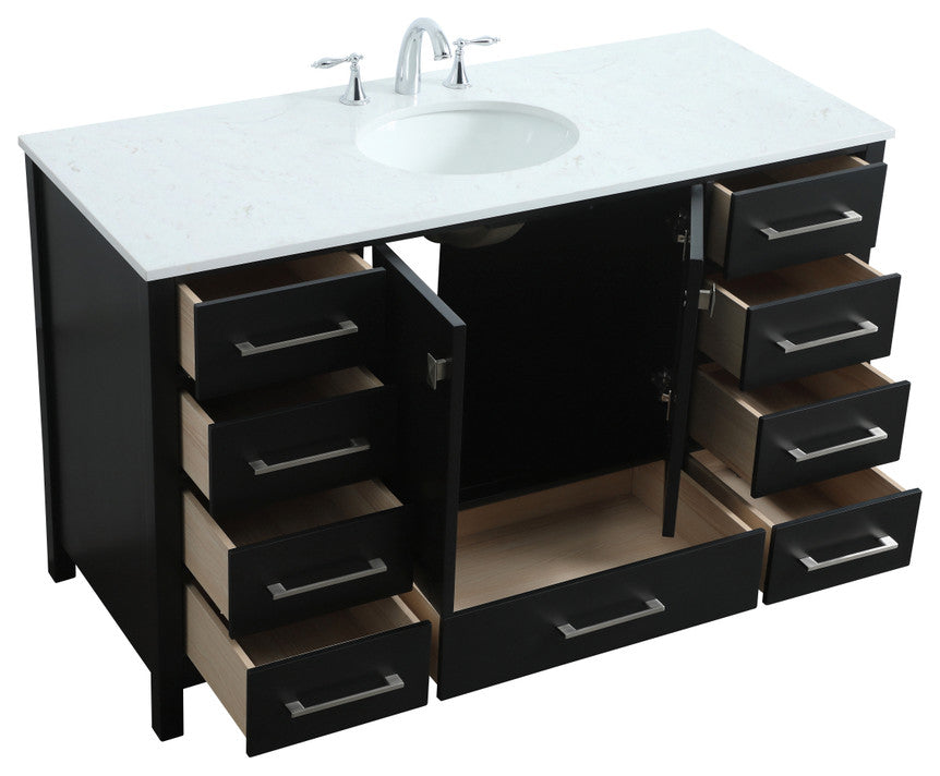 Isabel 54" SIngle Bathroom Vanity, Black