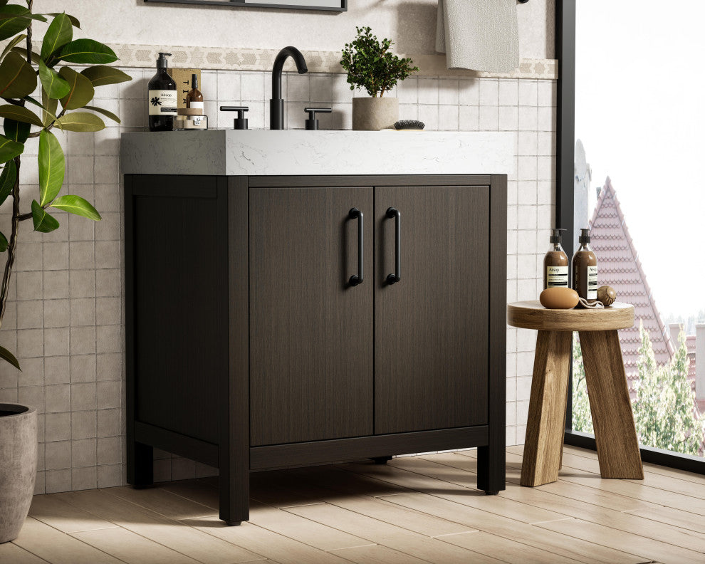 Home Living 30" Single Bathroom Vanity, Mocha Brown
