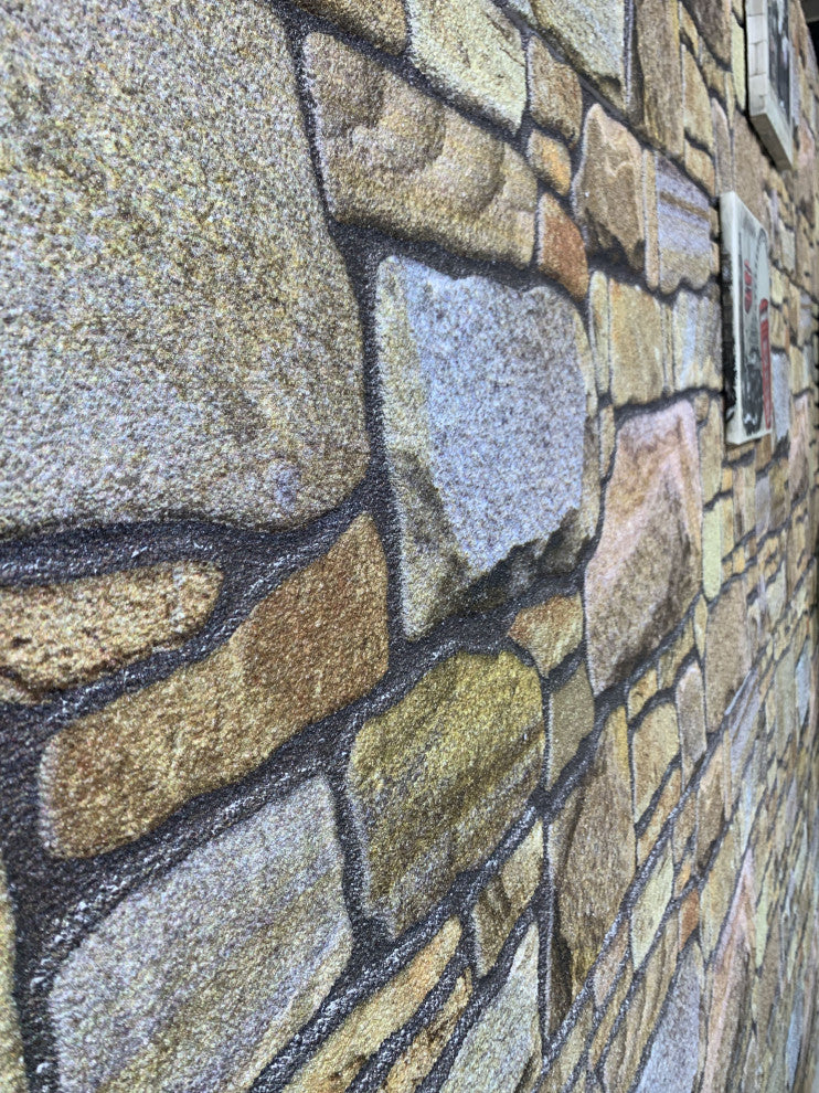 Faux Stone 3D Wall Panels, Beige Bronze Lilac, Set of 10, Covers 54 sq ft