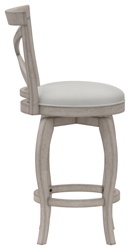 Hillsdale Ellendale Wood Swivel Stool, Curved X-Back, Aged Gray, Counter Height