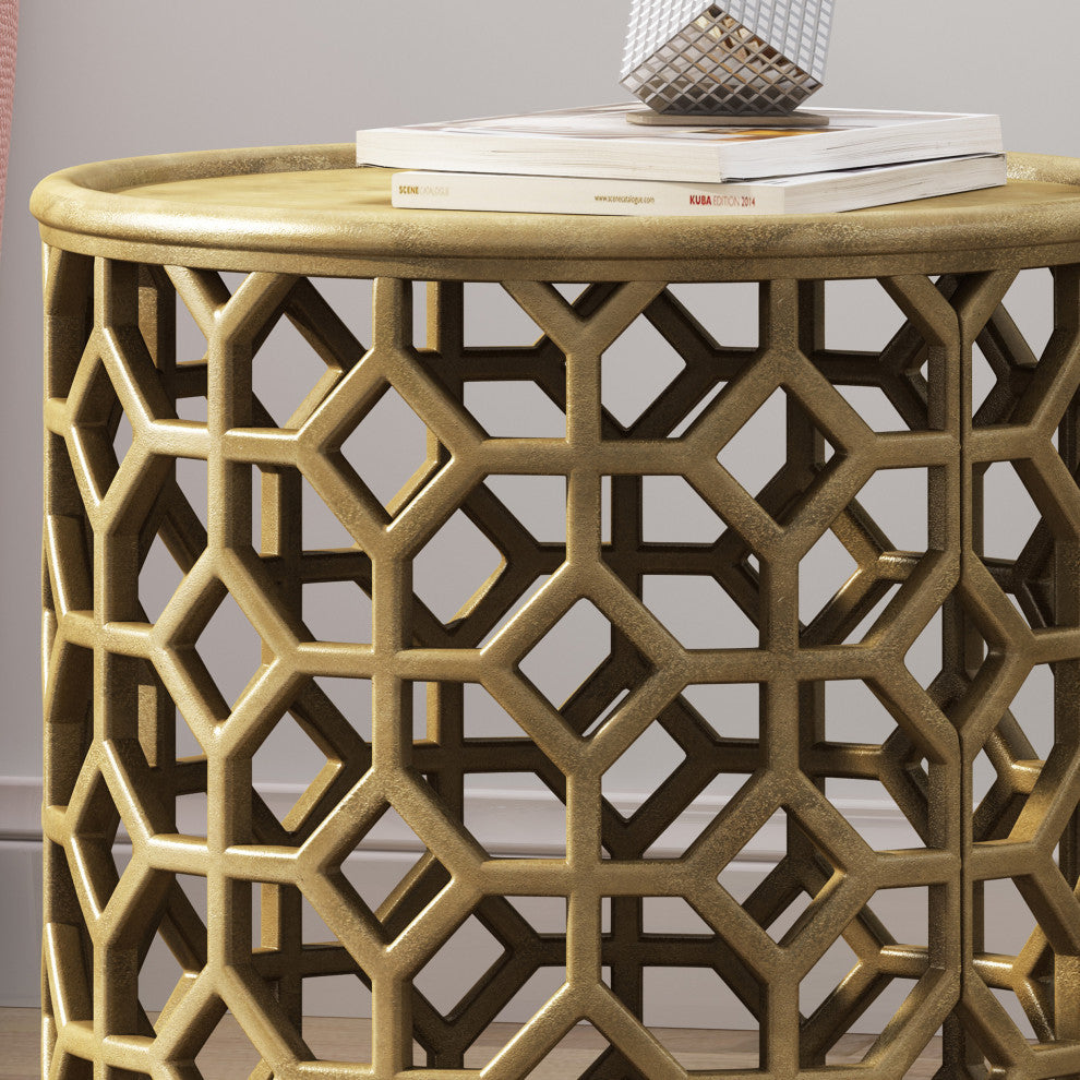 Robert Modern Glam Handcrafted Aluminum Accent Table