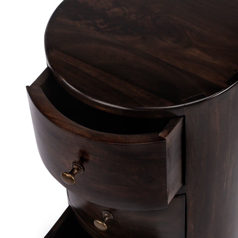 Butler Liam Wood End Table With Storage, Dark Brown