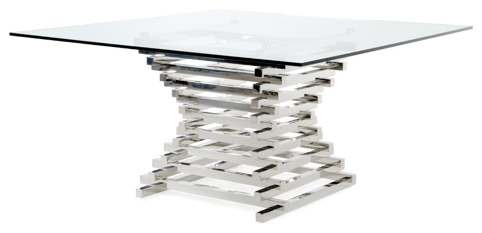 Modrest Crawford Contemporary Clear Glass Square Dining Table