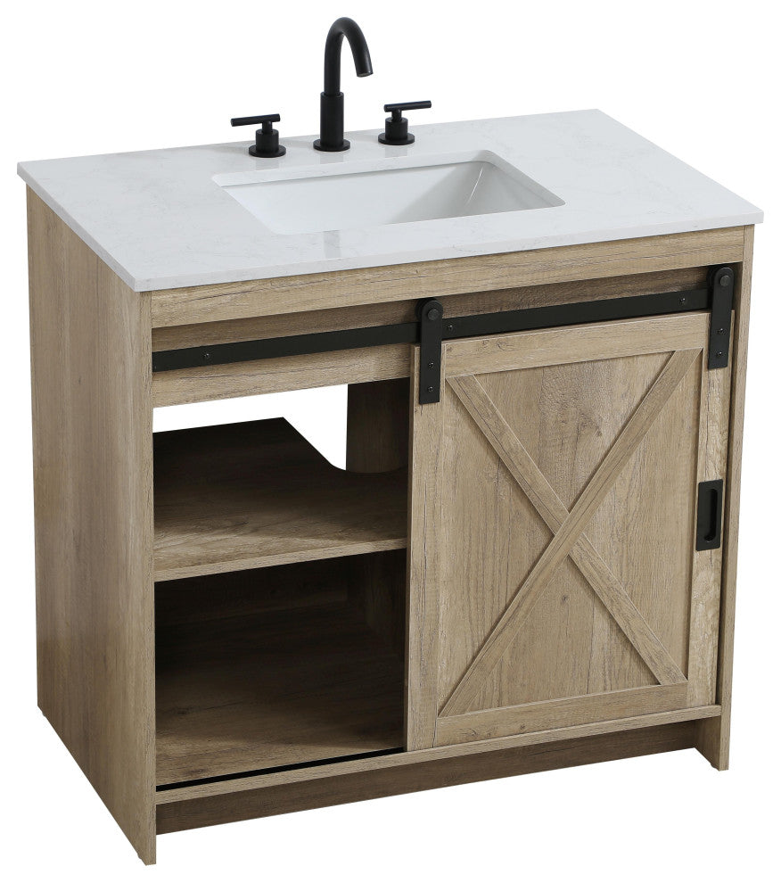Home Living 36" Single Bathroom Vanity, Natural Oak