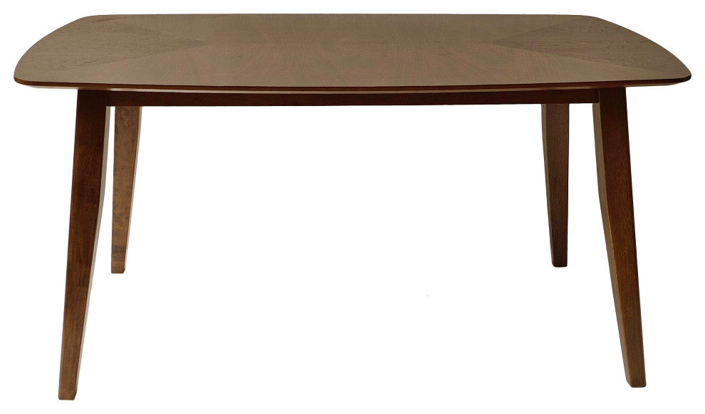 GDF Studio 7-Piece Mid-Century Dining Set, Table & 6 Chairs, Dark Gray/Walnut