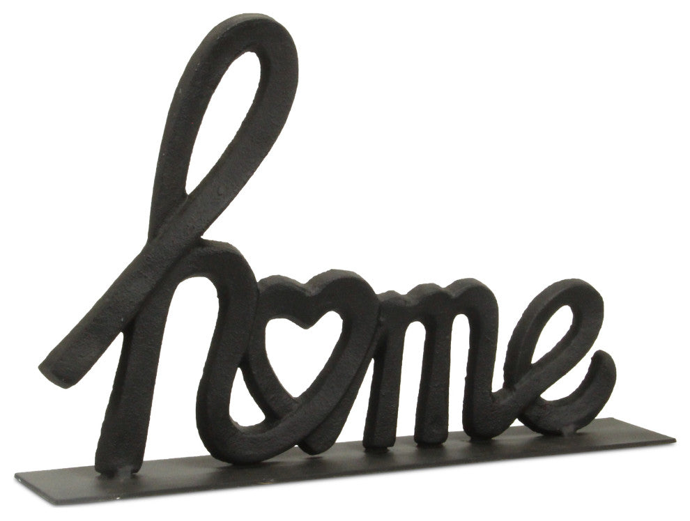 Roven Cast Iron Calligraphic Home Table Decor - Black