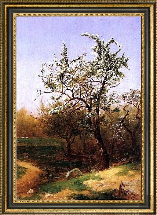 David Johnson Pear Blossoms Framed Premium Canvas Print, 16"x24"