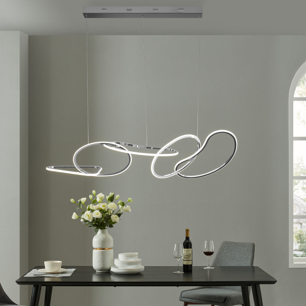 Seoul Integrated LED Dimmable Hoops Chandelier, Chrome, Without Smart Dimmer