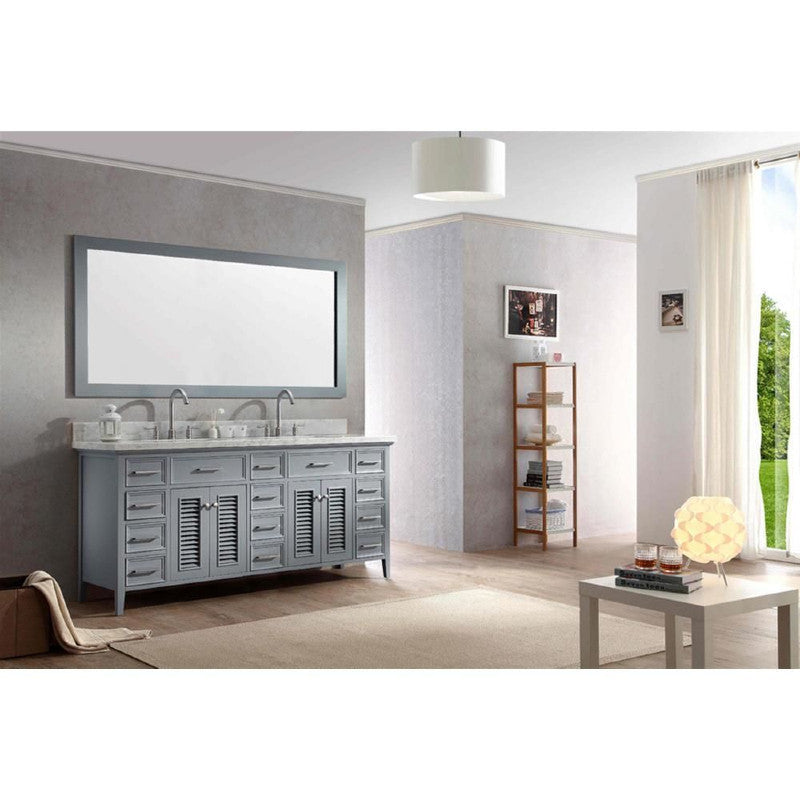 Ariel Kensington 73" Traditional Double Sink Vanity, Gray