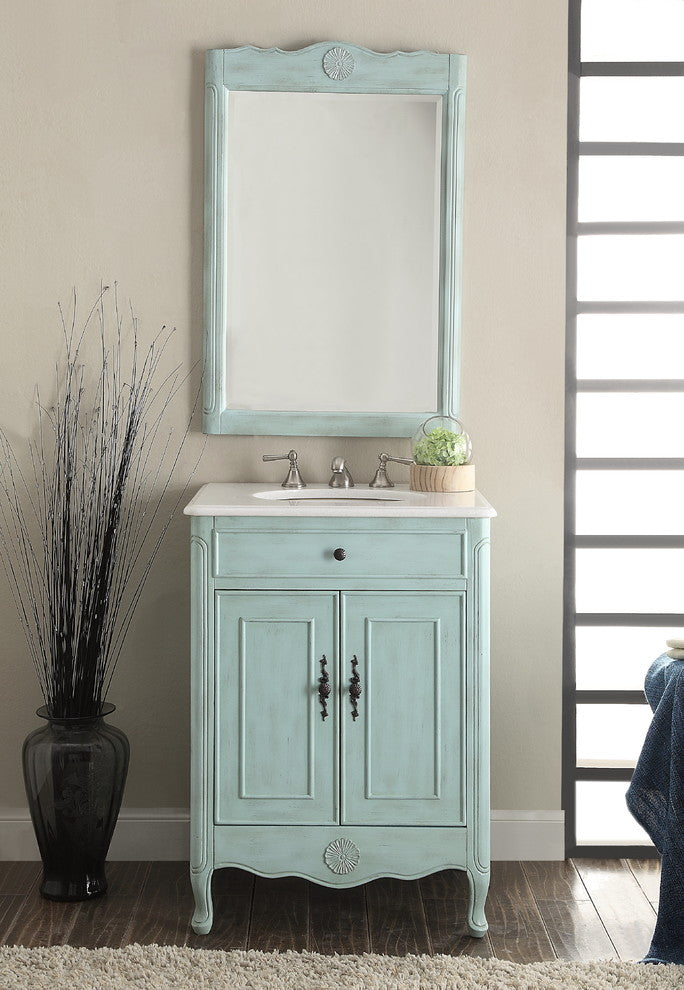 26" Cottage-Style 2-Door Daleville Bathroom Vanity With Mirror Set