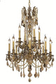 Elegant Rosalia Dining Room Light, Antique Bronze Finish With Royal Cut Crystal