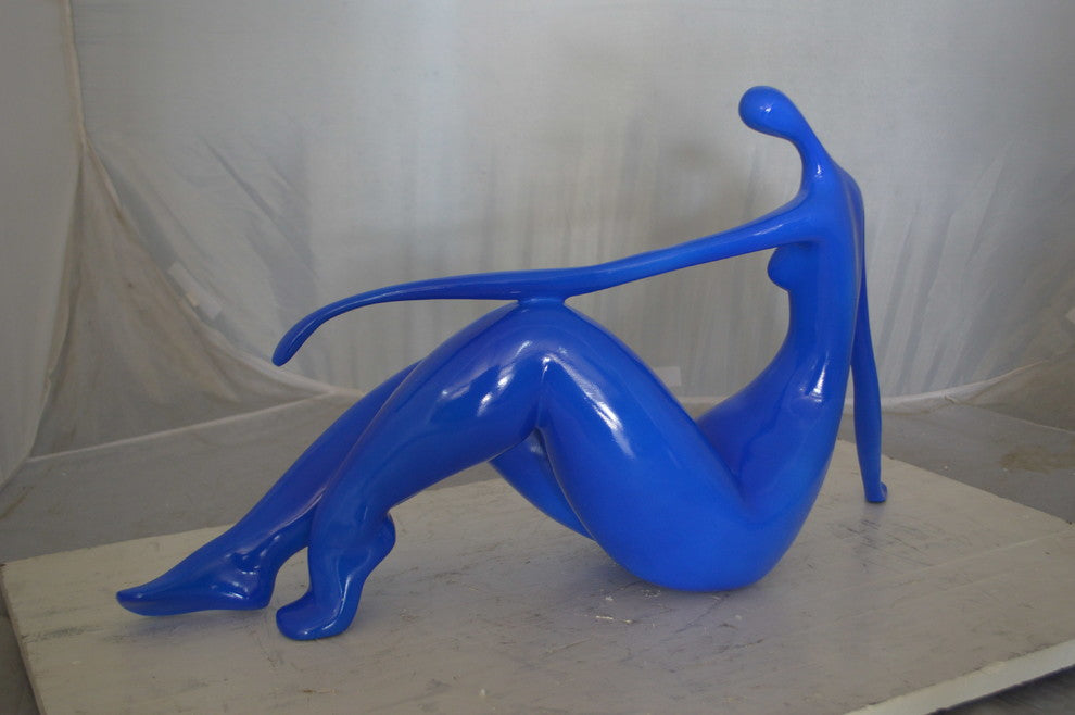 Modern Art Blue Women on the Beach Resin Statue -  Size: 27"L x 8"W x 15"H.