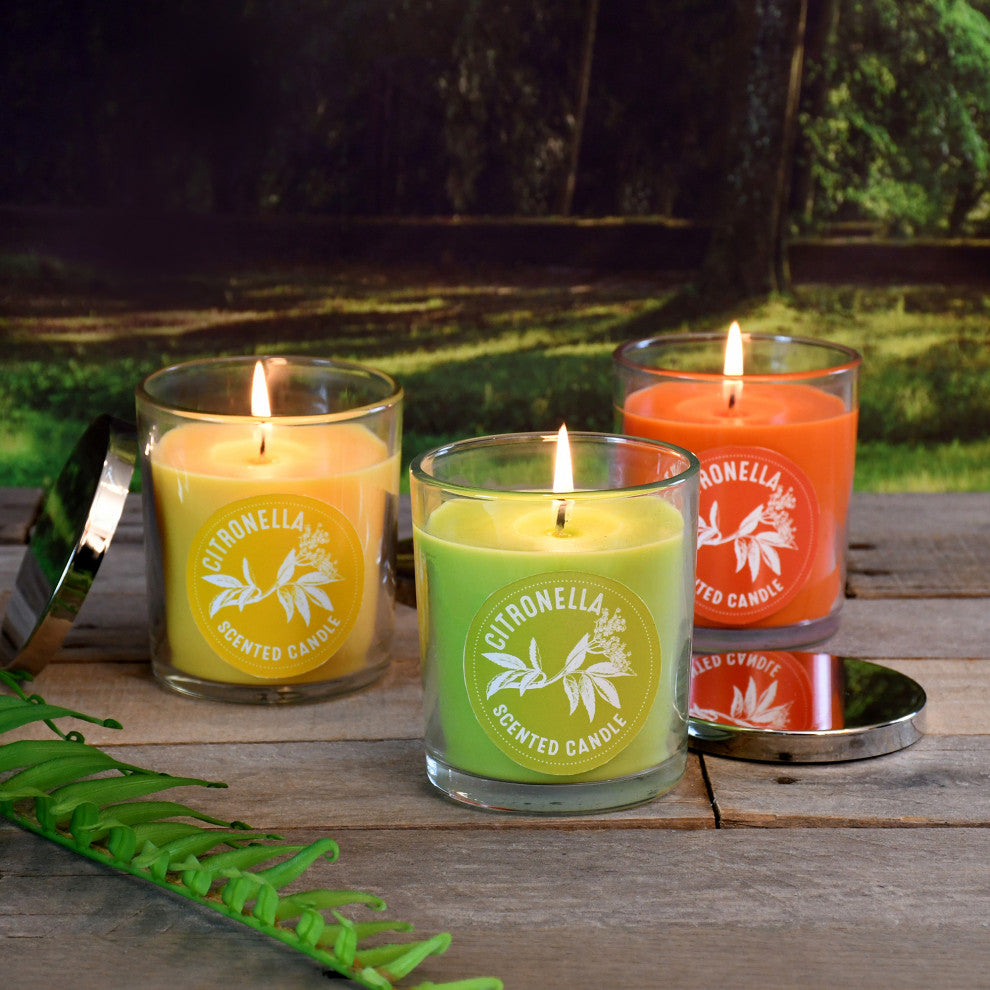 Citronella Scented Candles in 10oz Glass Jars, Set of 3