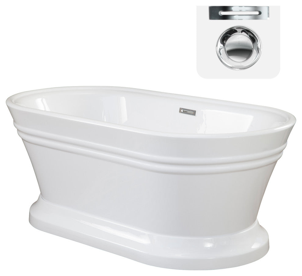 Solace Freestanding Soaking Acrylic Bathtub, 59"