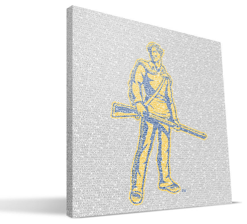 WV Mountaineers Typo Canvas Print, 16"x16"
