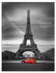 "Eiffel and Old Red Car" Metal Wall Art, 3 Panels, 28"x36"