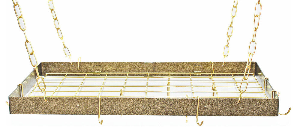 Rogar Rectangular Pot Rack, Hammered Bronze/Brass