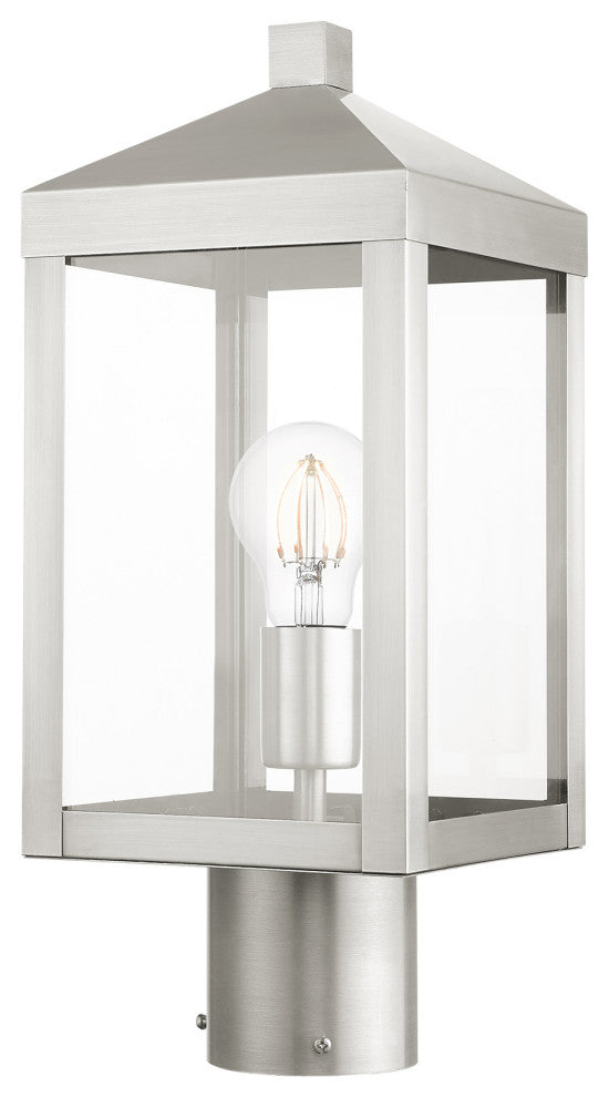 Livex Lighting Nyack 1 Light Brushed Nickel Small Outdoor Post Top Lantern