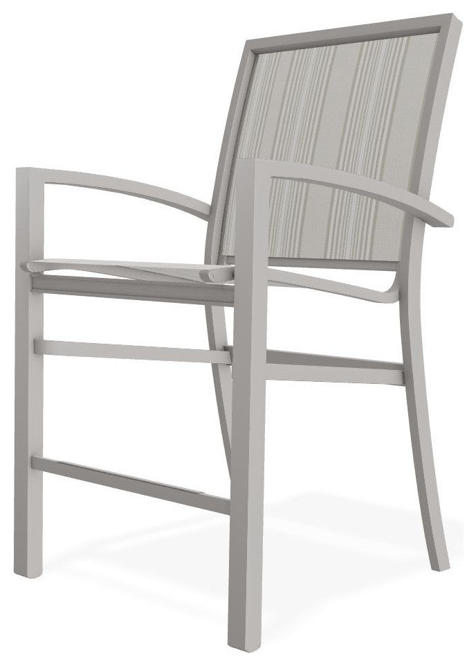 Kendall Sling Balcony Height Stackable Outdoor Stool, Harbor/Warm Gray