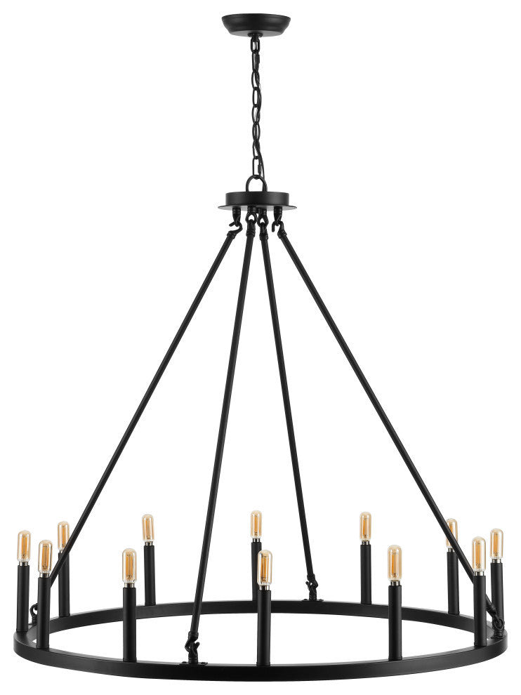 Ring Iron Rustic Farmhouse LED Chandelier, 12-Light