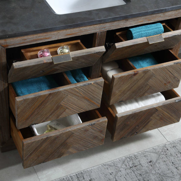 Legion Furniture Double Sink Vanity, Rustic Brown, 60"