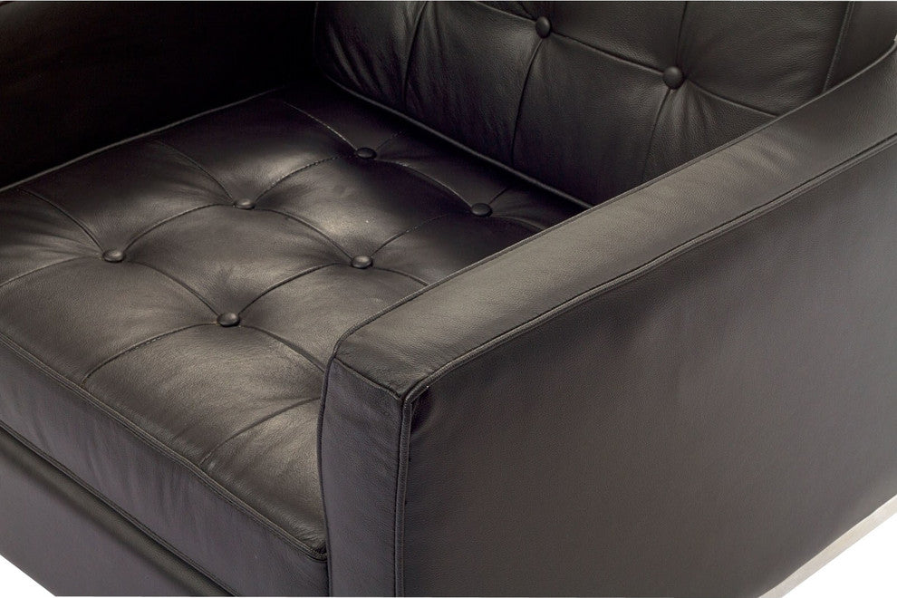 Modern Contemporary Living Room Leather Armchair Black