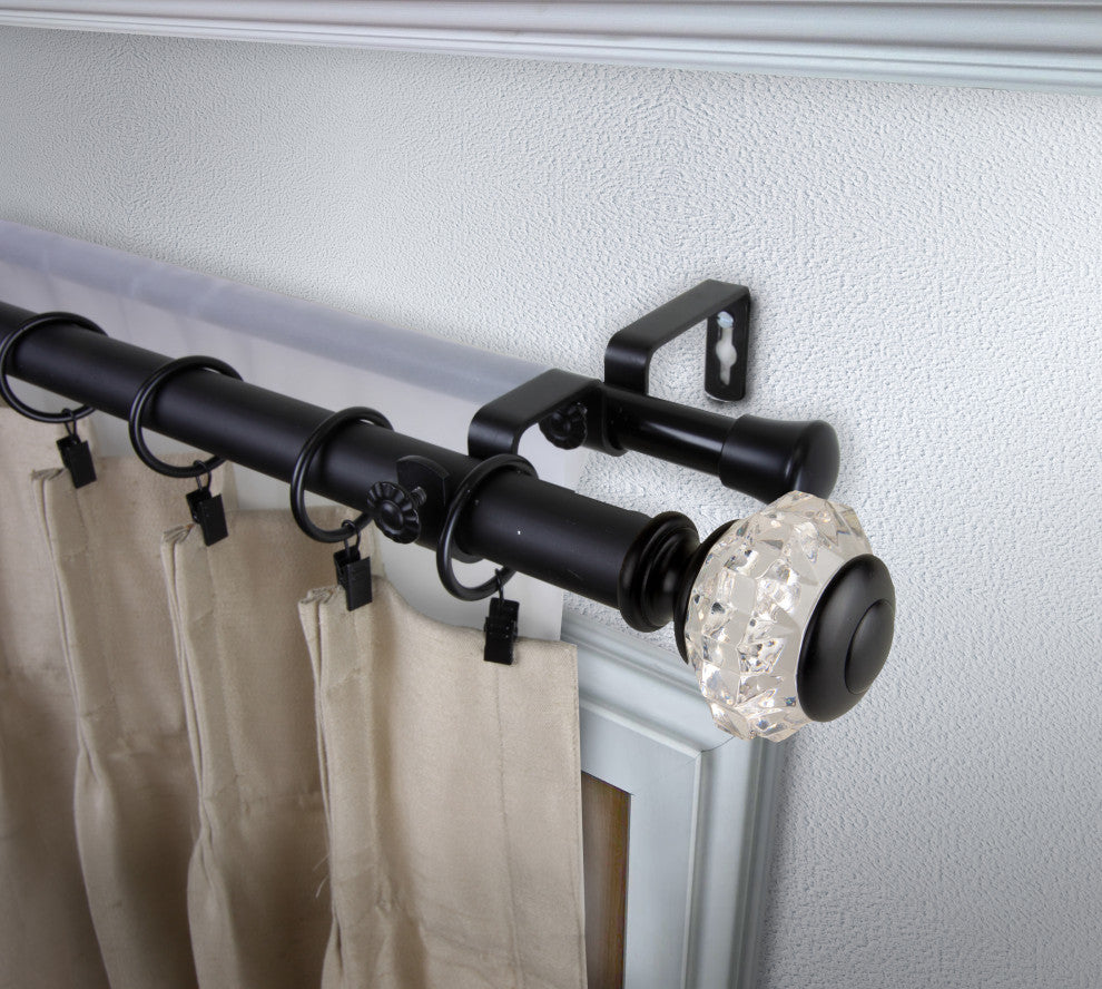 Lyla 1"D Double Curtain Rod, Black, 66-120"