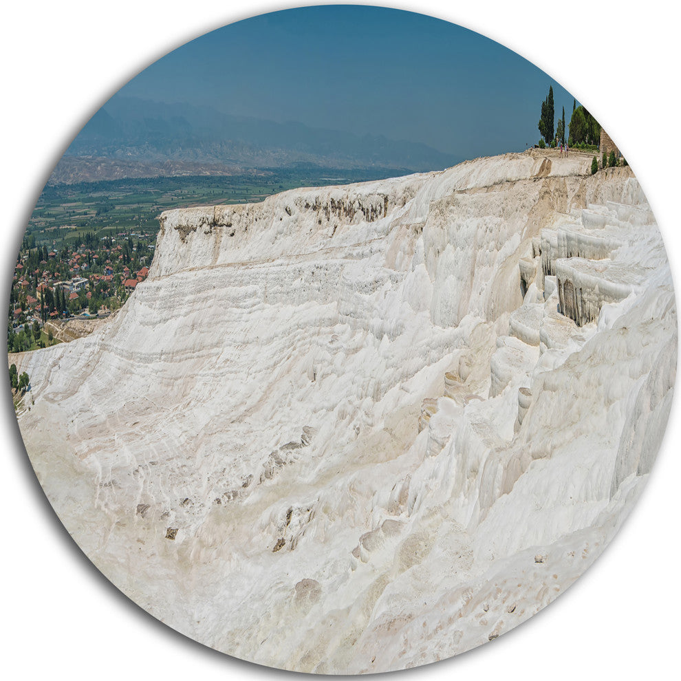 Panoramic View Of Pammukale, Modern Seascape Round Wall Art, 36"