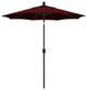 7.5' Matted Black Push-Button Tilt Crank Aluminum Umbrella, Burgundy Pacifica