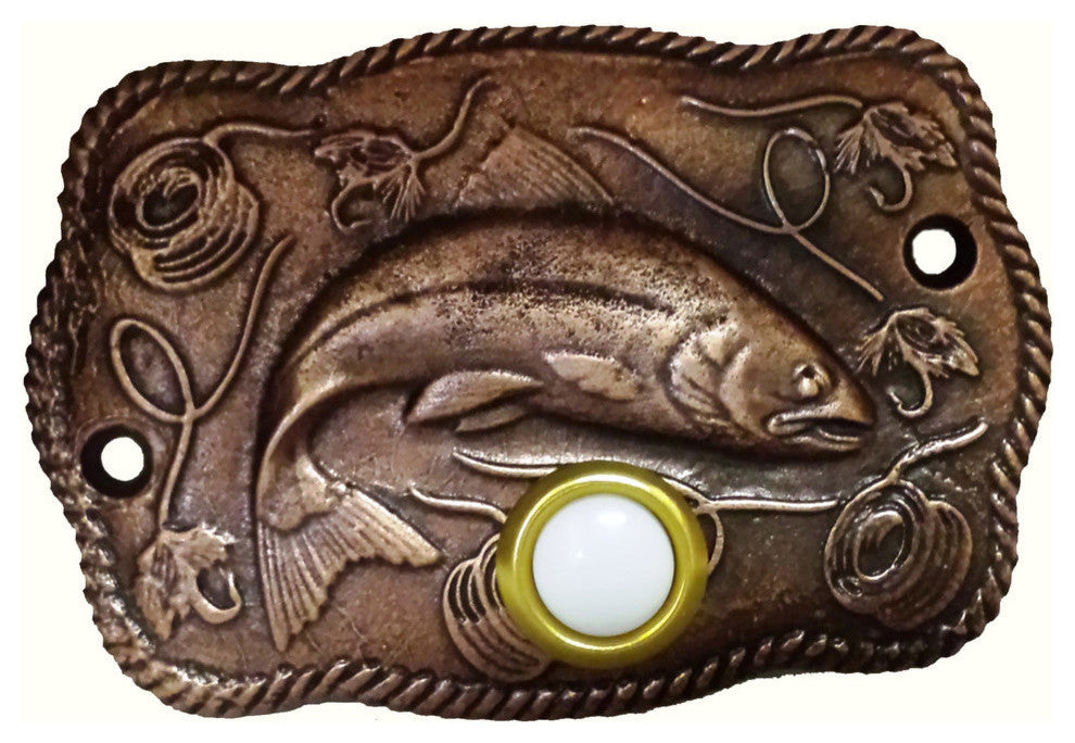 Trout Scene Door Bell, Pewter