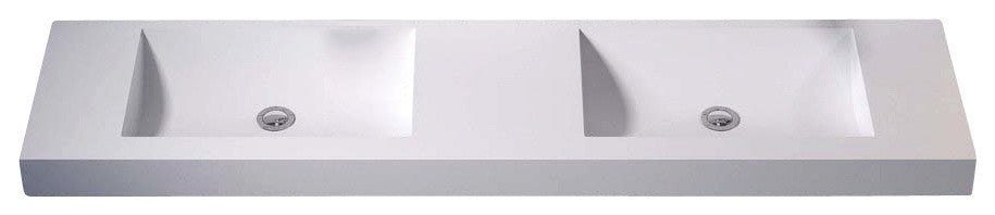 ADM Rectangular Wall Mounted Sink, White, 65", Matte White