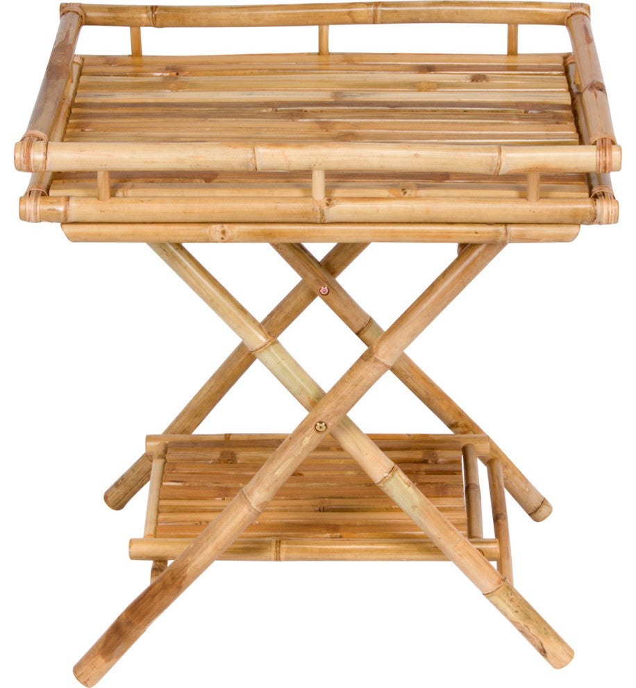 Bamboo Butler Table With Removable Serving Tray, Natural