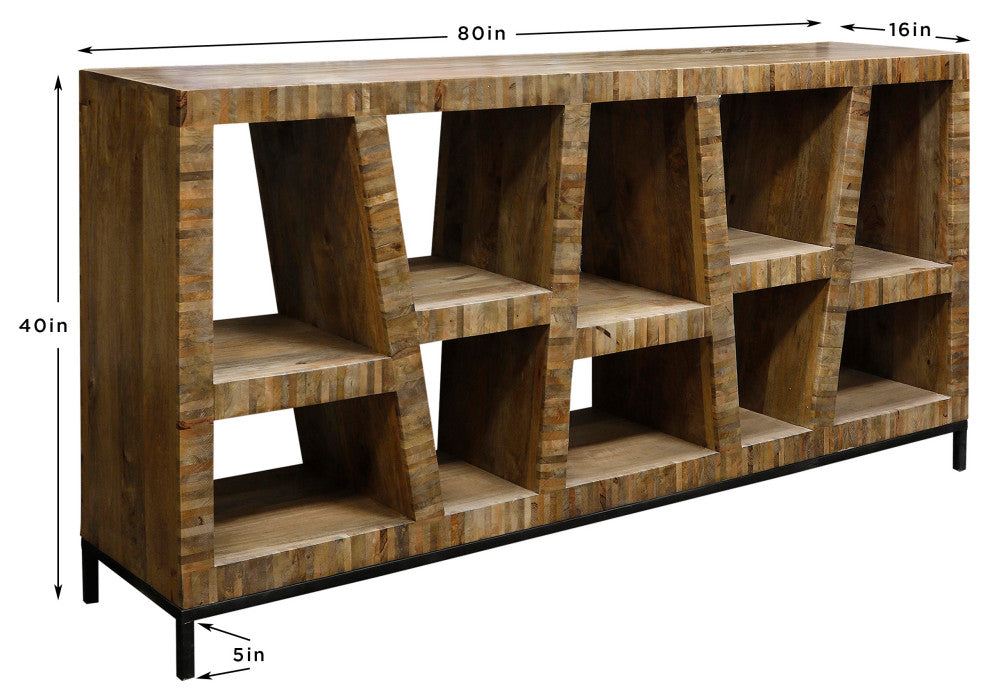 Leeds Bookcase Dark Walnut Finish Iron Base