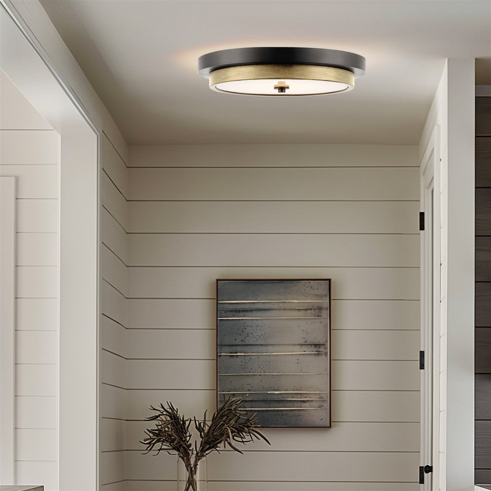 Kira Home Hermosa 14" Ceiling Light, Integrated 24W LED, Round Glass Diffuser